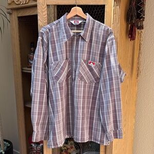 Vintage Ben Davis Plaid Long Sleeve Quater Zip Pullover Work Shirt
